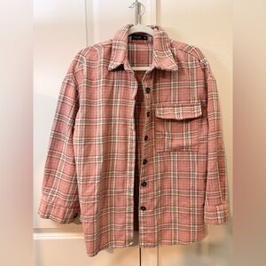 Pink Plaid Button-Up Shirt